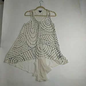 Beaded chiffon tunic medium cream